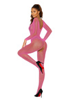 Bodystocking 2061 SoftLine Pink Zmysłowa Siateczkowa Bielizna z Głębokim Dekoltem