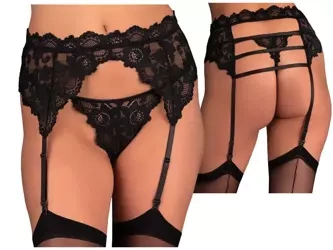 Soliana LivCo Corsetti – Czarny pas z koronki, uniwersalny