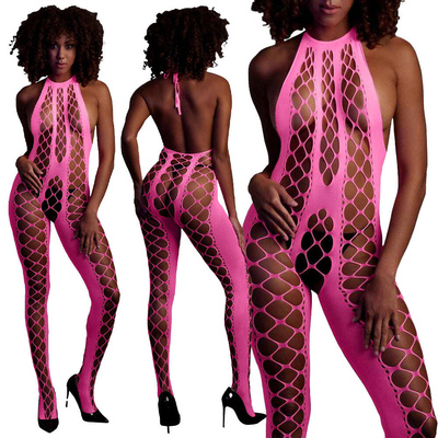 Neonowy Bodystocking Ouch! 835 Pink UV Siateczka Druga Skóra!