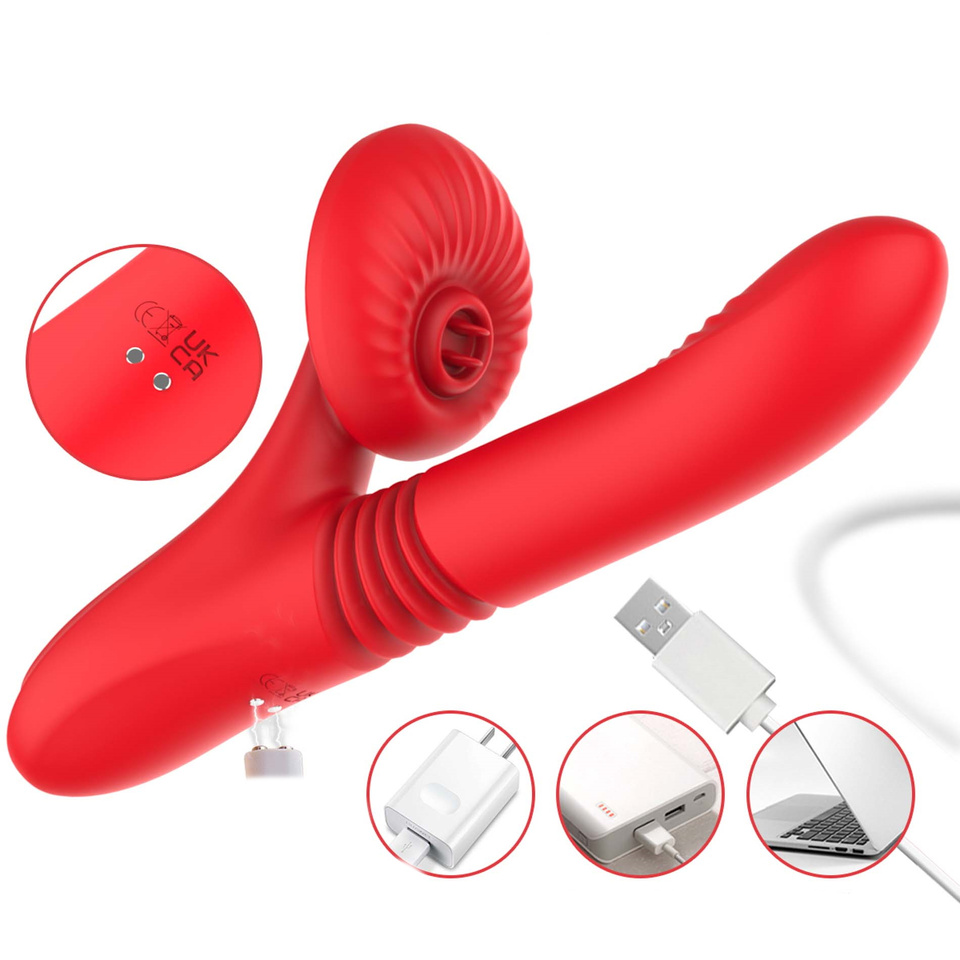 Silicone Vibrator 7 Powerful Modes Red – Wibrator Z Funkcją Podgrzewania