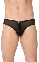 Czarne Sznurowane Stringi dla Mężczyzn - SoftLine 4516