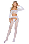 Bodystocking 2078 Soft Line White Zmysłowa Bielizna z Efektem Dwuczęściowym