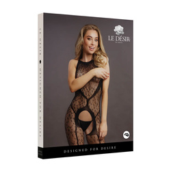 Bodystocking w Panterkę z Halter Dekoltem i Otwartym Krokiem Le Désir 36