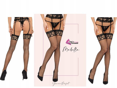 Gorące Kabaretki Mabella z Kwiecistą Koronką – Zmysłowe Pończochy do Pasa