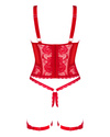 Belovya – Seksowny Gorset Koronkowy ze Stringami (Czerwień) Obsessive