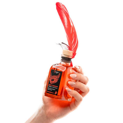 ORGIE Sexy Therapy STRAWBERRY 100ml – Zestaw do Masażu, Olejek Truskawka, Piórko!