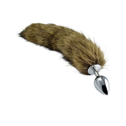 Metalowy korek analny Large z futrzanym ogonem, stal nierdzewna