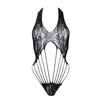 Body teddy z koronkowym dekoltem halter i paskowym wykończeniem Le Désir