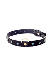 Ekskluzywna Obroża z Turkusowymi Kryształkami - Fetish Boss Series