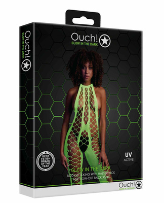 Neonowy Bodystocking Ouch! 835 Green UV Siateczka Druga Skóra!