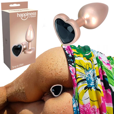 ToyJoy Happiness – Korek Analny z Czarnym Kryształkiem w Kształcie Serca