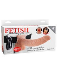 Męska Żelowa Proteza Penisa z Wibracją - Fetish 9'' Vibrating Hollow Strap-On with Balls