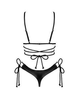 Komplet Cordellis Obsessive – Otwarty Biustonosz i Stringi Wet Look