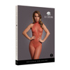 Bodystocking czerwony Le Desir 26 siateczka i koronka z półgolfem otwarty krok