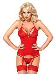 Czerwony Gorset i Stringi - Obsessive 838-COR-3