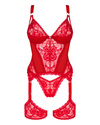 Belovya – Seksowny Gorset Koronkowy ze Stringami (Czerwień) Obsessive
