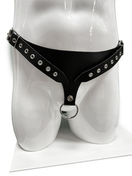 Majtki męskie z dopinanym na zatrzask kółkiem na penisa Leder 4005