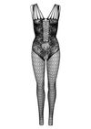 Czarny Bodystocking Koronkowy z Ozdobnym Dekoltem Daring Intimates