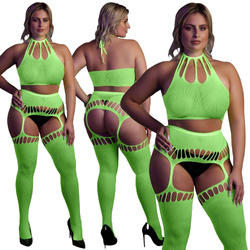 Neonowy Komplet Rajstopy Top Ouch! 838 Green UV Dwuczęściowy!