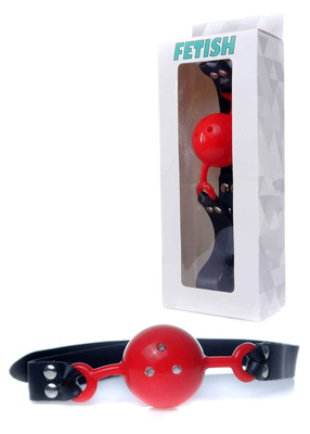 Knebel z oddychającą kulką Fetish Breathable Ball Gag Red regulowany BDSM