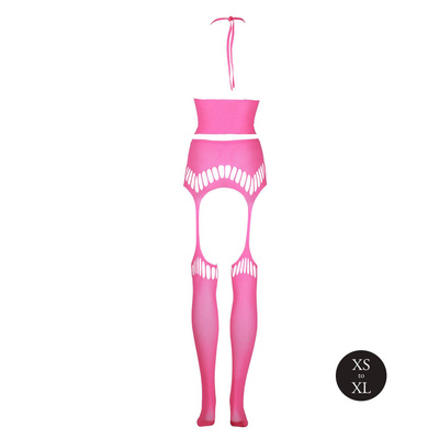 Neonowy Komplet Rajstopy Top Ouch! 838 Pink UV Dwuczęściowy!