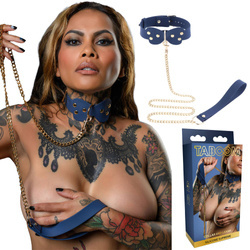 Silikonowa Obroża ze Złotą Smyczą Do Seksu BDSM TABOOM – Bezpieczny i Luksusowy Dodatek! 17354