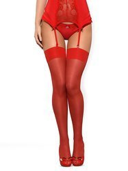Czerwone Pończochy do Pasa - Obsessive S800