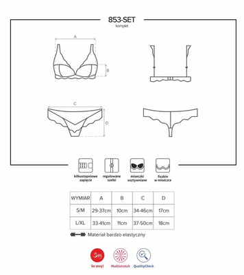 Delikatny, Biały Komplet - Obsessive 853-SET-2