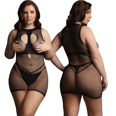 Mini Seksowna sukienka z chokerem i wzorem fence net Le Desir 29