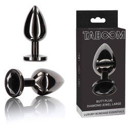 Ekskluzywny Korek Analny Duży z Czarnym Kryształem Large TABOOM 17118 Plug Metalowy