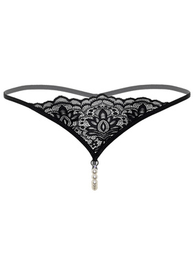Stringi z Koralikami Czarne Seksowne Pearl Beaded G-string Daring 