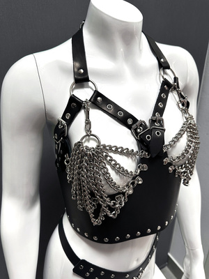 Biustonosz "Top" z odpinanymi łańcuchami Leder 6001