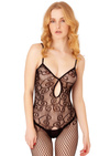 Czarny Siateczkowy Otwarty Bodystocking Keyhole Net Daring Intimates