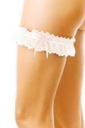 Biała koronkowa podwiązka SoftLine 7401