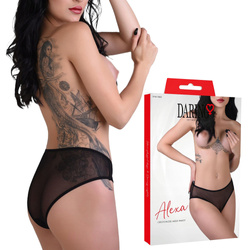 Czarne koronkowe figi Alexa – otwarte majtki Daring