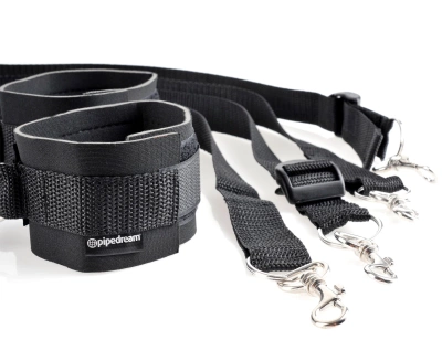 Zestaw do krępowania BDSM Cuff & Tether z maską na oczy – Pipedream