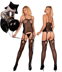Amrin LivCo Corsetti – Bodystocking z koronkową imitacją gorsetu