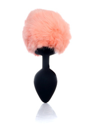 Korek Analny Silikonowy Bunny Tail Black - Peach Korek Króliczek