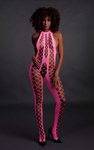 Neonowy Bodystocking Ouch! 835 Pink UV Siateczka Druga Skóra!