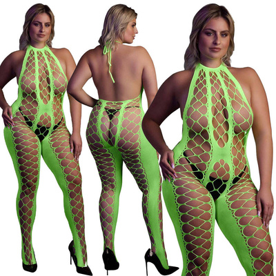 Neonowy Bodystocking Ouch! 835 Green UV Siateczka Druga Skóra!