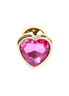 Szlachetny Korek Analny z Różowym Kryształkiem Gold Diamond Plug Heart Pink