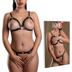 Komplet bielizny Wetlook z otwartym biustem i majtkami – Daring