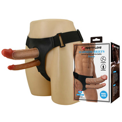 Podwójny strap-on hollow z uprzężą, realistyczny TPE Pretty Love Keaven