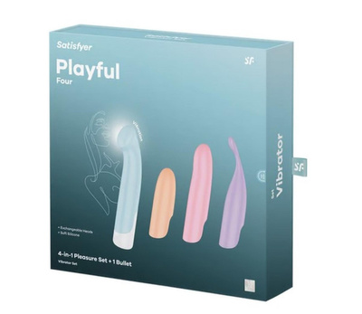 Super Wibrator 4 w 1 Satisfyer Playful Four – 4 wymienne nasadki, 12 programów wibracji!