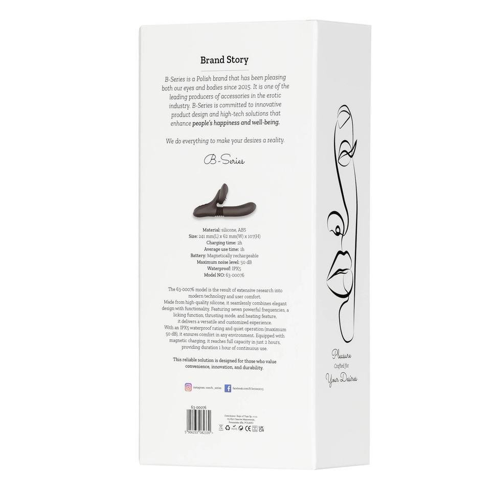 Silikonowy Wibrator Z Grzaniem, Ssaniem I Stymulatorem Black 00076