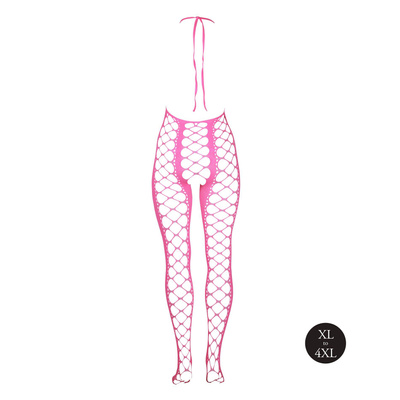 Neonowy Bodystocking Ouch! 835 Pink UV Siateczka Druga Skóra!