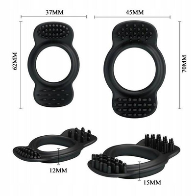 Zestaw 2 Pierścieni Erekcyjnych Ring – Silikonowe z Masującymi Grzebyczkami!