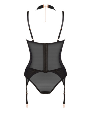 Zestaw Brasica Obsessive – Gorset z Chokerem i Figi, Różowe Złoto