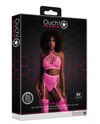 Neonowy Komplet Bielizny Ouch! 836 Pink UV Top Figi Pończochy!