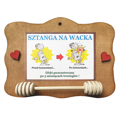 Sztanga na Wacka - Drewniana ramka z humorem, prezent z jajem